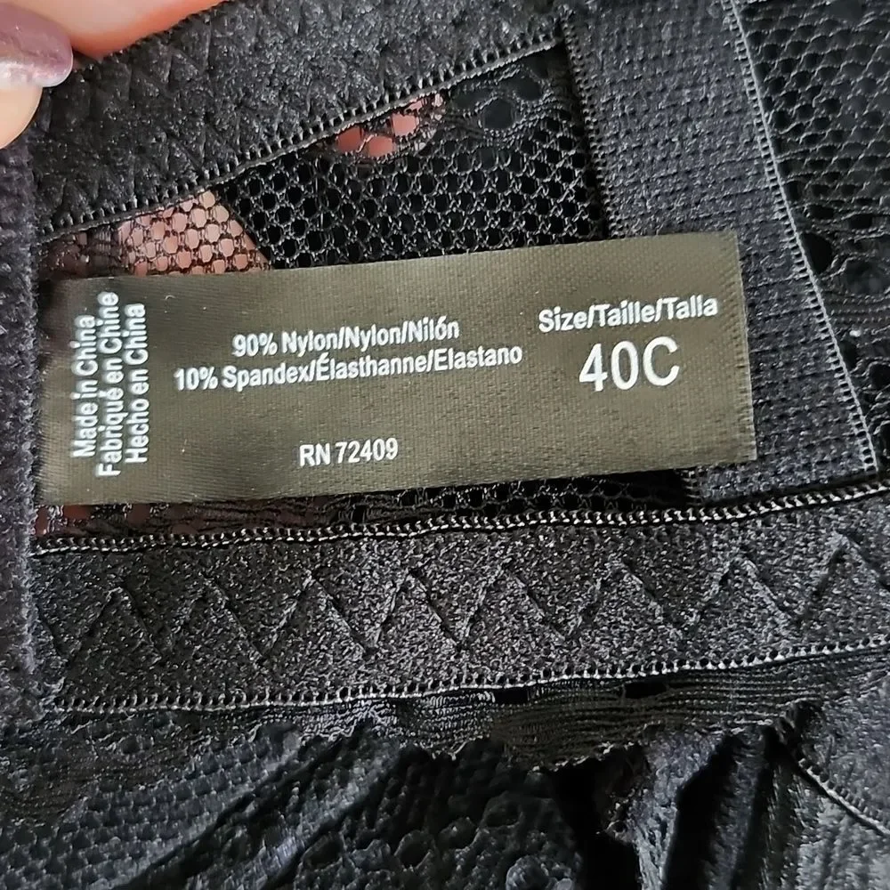 René Rofé black padded lace bra 40C, NWOT - Picture 5 of 7